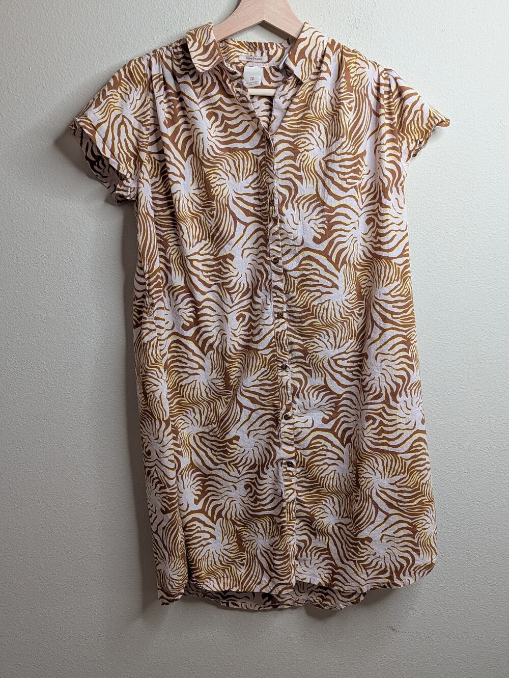 Scotch & Soda Scotch R'Belle Tiger Prawn Print‎ Shirt Dress Girls Size 10 Brown